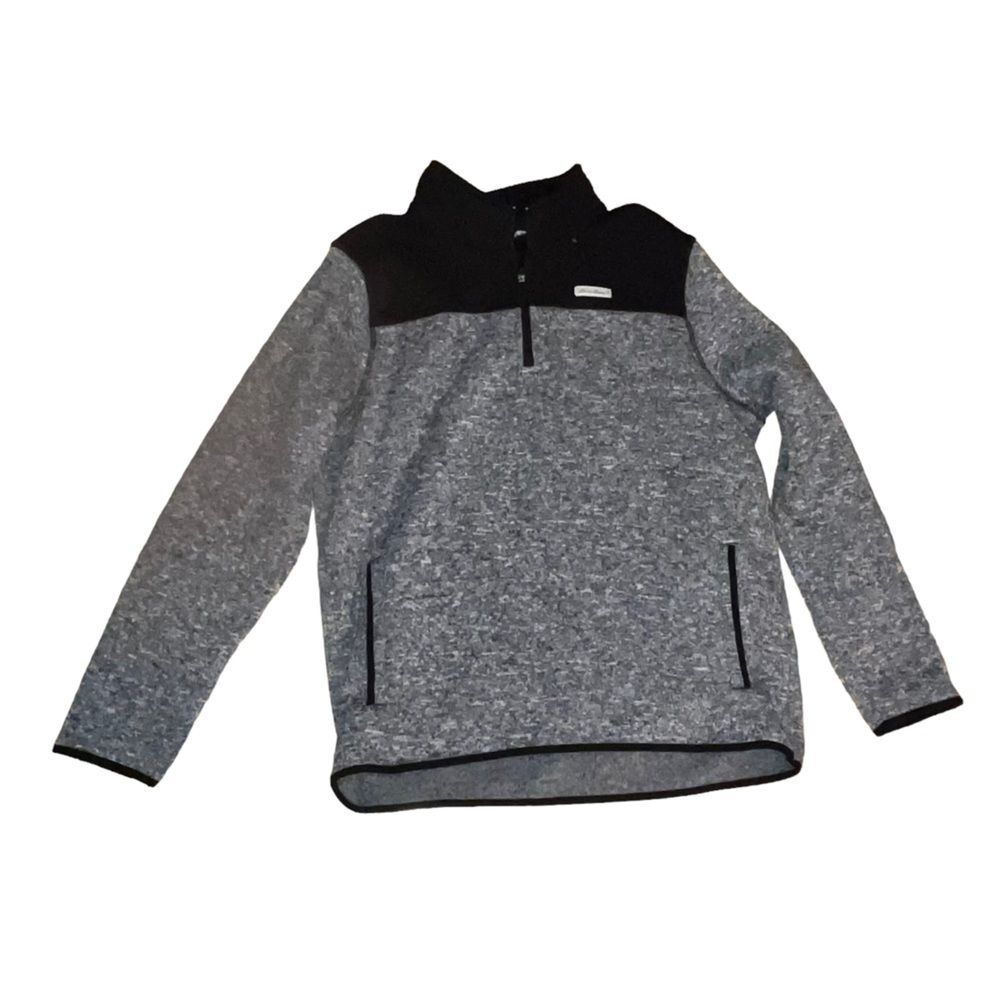 Eddie Bauer Grey & Black 1/4 Zip Fleece Pullover Sweatshirt Jacket